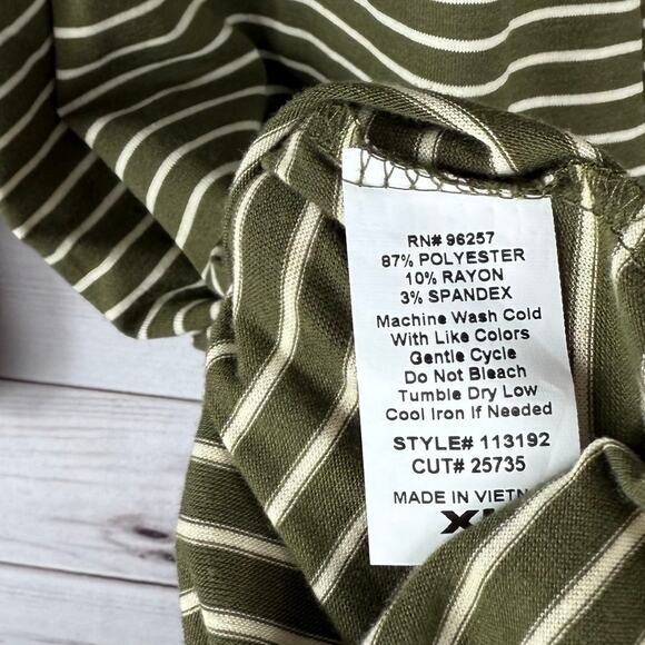 Per Seption Concept Women's Green White Striped Quarter Sleeve Tie Knot Top XL - Picture 7 of 7